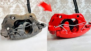 Rusty Brake Caliper Restoration in 9 MINUTES [upl. by Atinob]