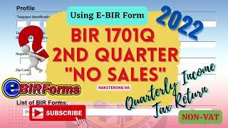 HOW TO FILE FILL UP 1701Q QUARTERLY INCOME TAX 2ND QTR NON VAT 2022 [upl. by Murrah487]