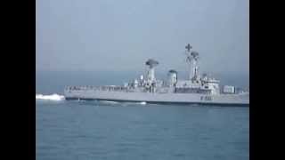 INS Dunagiri F36  Nilgiri class frigate of Indian Navy at Sea [upl. by Tnarud435]