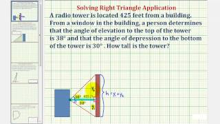 Ex Find Height of Building Using Angle of Elevation and Angle of Depression [upl. by Ammon]