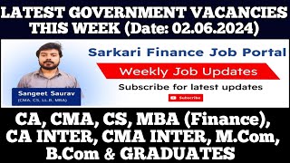 Latest Govt PSU Jobs Update 020624  CA CMA CS MBA CA Inter CMA Inter MCom BCom Graduate [upl. by Rollie]