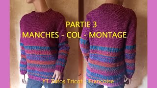 3 Tuto Tricot Pull Femme point de Jacquard et point de Blé en 5 tailles facile [upl. by Quartus]