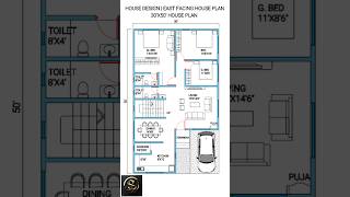 House Plan  East Facing House Plan  30X50 House With Parking shorts home house [upl. by Haggi48]