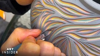 Creating Rainbow Pottery With Liquid Porcelain [upl. by Ardnasak]