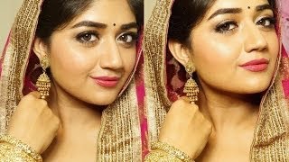 Indian Bridal Makeup  Pink and Gold  corallista [upl. by Nestor]