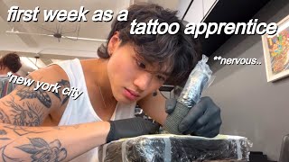 my FIRST WEEK as a TATTOO APPRENTICE in NYC nervewracking [upl. by Leik]