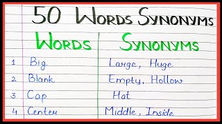 50 Synonyms words in english  what is synonyms of  English synonyms [upl. by Intyrb916]