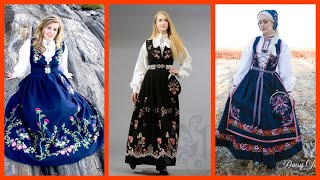 Norway traditional dresses  Norwegian bunad dress  Norway girls outfits  Samfree Styles [upl. by Einatsed288]