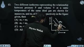 Two different isotherms representing the relationship between pressure P and volume V at a same [upl. by Bartram]