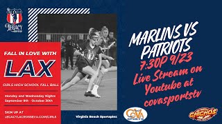 Legacy Lacrosse Fall Ball Marlins vs Patriots 730 [upl. by Caine989]