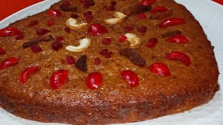 ডিমছাড়া কড়াইতে নলেন গুড়ের কেক।eggless nolen gurer christmas fruit cake recipe।Renur ranna ghar [upl. by Arod]