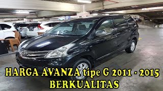 HARGA MOBIL BEKAS TOYOTA AVANZA tipe G 2011  2015 [upl. by Weinrich504]