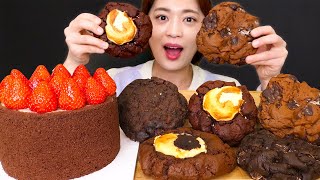 🍪CookieampCake😍초코파티✨꾸덕한 대왕초코쿠키 amp 파리바게트 블레싱 초코베리 케이크 먹방❤ChocolateRed VelvetCream cheese Mukbang [upl. by Amieva965]