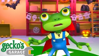 The Garage Is Haunted  Geckos Garage Halloween Cartoons  Moonbug Halloween for Kids [upl. by Kentigerma]