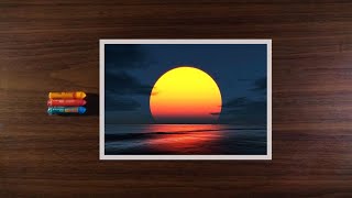 Easy Cloudy Sunset Sky Seascape  Realistic Oil Pastels Drawing for beginners  Art Artistry [upl. by Nitniuq]