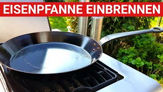 ♨️ GRILLBLITZ Eisenpfanne einbrennen  perfekt Erster Gebrauch Gusspfanne geschmiedete Pfanne [upl. by Emie]