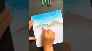 Simple Wax Crayon drawing trick  nature Scenery [upl. by Ordisy556]