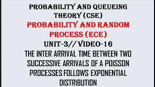 Inter arrival time of a Poisson Process follows exponential distribution UNIT3 VIDEO16 [upl. by Notsej]