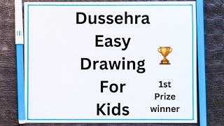 Dussehra DrawingVijayadashami poster making drawingDussehra easy drawing for kidsDussehra poster [upl. by Hcirteid]