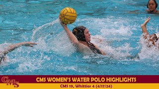 CMS Womens Water Polo Highlights vs Whittier [upl. by Nwahs]