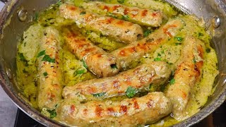 Afghani Malai Seekh Kebab Recipe  Chicken Malai Seekh Kabab With White Gravy [upl. by Leonerd]