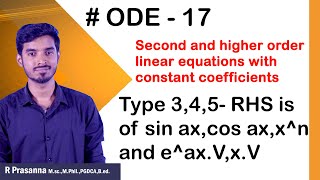 ODE 17  Second and higher order Eqns With Constant Coefficient  Type 345 ias upscoptional [upl. by Bouchard933]