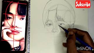 How to draw a face drawing step by step 2024 ll basic face drawing step by step llBTS [upl. by Haroldson]