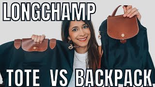 Longchamp backpack vs large tote review  COMPARISON [upl. by Draneb]