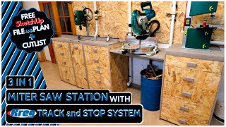 3 in 1 Miter Saw Station Build With KREG Track amp Stop System  Shop Storage Upgrade [upl. by Killigrew953]