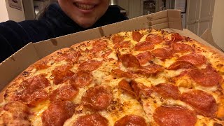 ASMR MUKBANG PAPA JOHNS PEPPERONI PIZZA [upl. by Poock]