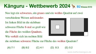 B2 🦘 Känguru 2024 🦘 Klasse 9 und 10  Wie groß ist das Verhältnis schwarz zu weiß [upl. by Ayom]