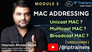 MAC Addressing Explained Unicast Multicast and Broadcast  IP Trainers  UrduHindi [upl. by Mcevoy898]