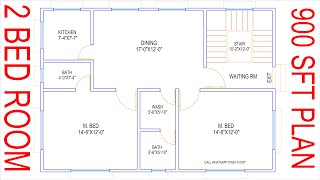 HOUSE PLAN DESIGN  EP 137  900 SQUARE FEET 2 BEDROOMS HOUSE PLAN  LAYOUT PLAN [upl. by Anitsirhcairam]