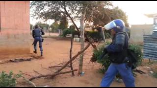 Police fire rubber bullets in Lichtenburg protest [upl. by Gilpin]