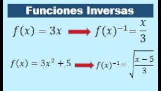 Funciones inversas lineales y cuadraticas ejemplos [upl. by Felty532]