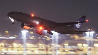 Jeddah night takeoffs  إقلاع الطائرات ليلاً من جدة [upl. by Langsdon]