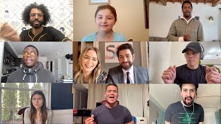 Hamilton Cast Zoom Surprise Some Good News with John Krasinski Ep 2 [upl. by Nahsab]