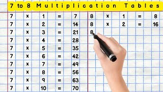 7 to 8 Multiplication Tables  7 amp 8 table  7 times table  8 times table  Multiplication Tables [upl. by Bernadette]