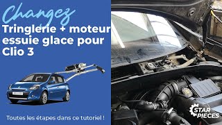 Comment changer la tringlerie et le moteur d’essuie glace sur Clio 3   ⚙️Starpièces [upl. by Monti]