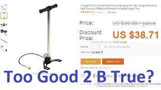 Review Dirt Cheap 4500 PSI Hand Pump from China [upl. by Jumbala397]