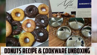 DONUTS RECIPE NEW COOKWARE UNBOXING STAINLESS STEEL KORKMAZ BRAND Souq Shopping [upl. by Jolene949]