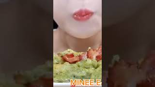 Minee eats basil tteokbokki Mukbang asmr mukbang chewy tteokbokki shorts ytshorts [upl. by Adaner]