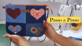 COMO FAZER BOLSINHA DE MÃO COM PATCH APLIQUE  Patch Aplique fácil de fazer Bolsa de retalhos [upl. by Nadean]