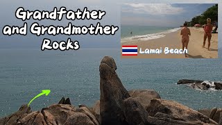 🇹🇭 4K Lamai Beach Grandfather and Grandmother Rocks Koh Samui Thailand [upl. by Newlin]