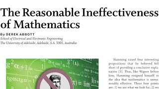 Article Review ⇢ The Reasonable Ineffectiveness of Mathematics  Derek Abbott [upl. by Ackerman]