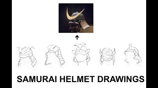 Drawing Samurai Helmets in Different Angles Using 1 Ref conceptart conceptartist conceptartwork [upl. by Novia194]