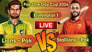 🔴LIVE  Stallions vs Lions live match I LIO vs STA Eliminator 1 PAK One Day Cup 2024 [upl. by Fuhrman]