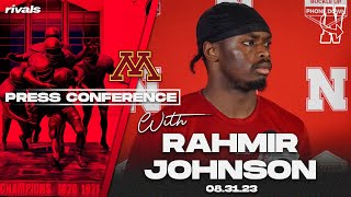 Nebraska Football Rahmir Johnson discusses loss at Minnesota Aug 31 2023 [upl. by Llerrut]