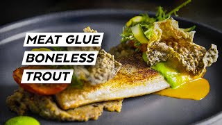 Using MEAT GLUE to make a BONELESS TROUT  How to use Transglutaminase [upl. by Lletnahs952]