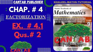 Math Grade 9 Chapter 4  CANTAB Publisher  Exercise 41  Qus 2  NCP2024 [upl. by Clareta]